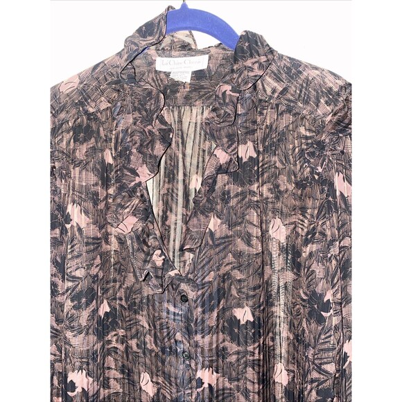 Vintage La Chine Sheer shirt Paisley Stripes Ruffle 14 mob Goth dark whimsical - Picture 10 of 12